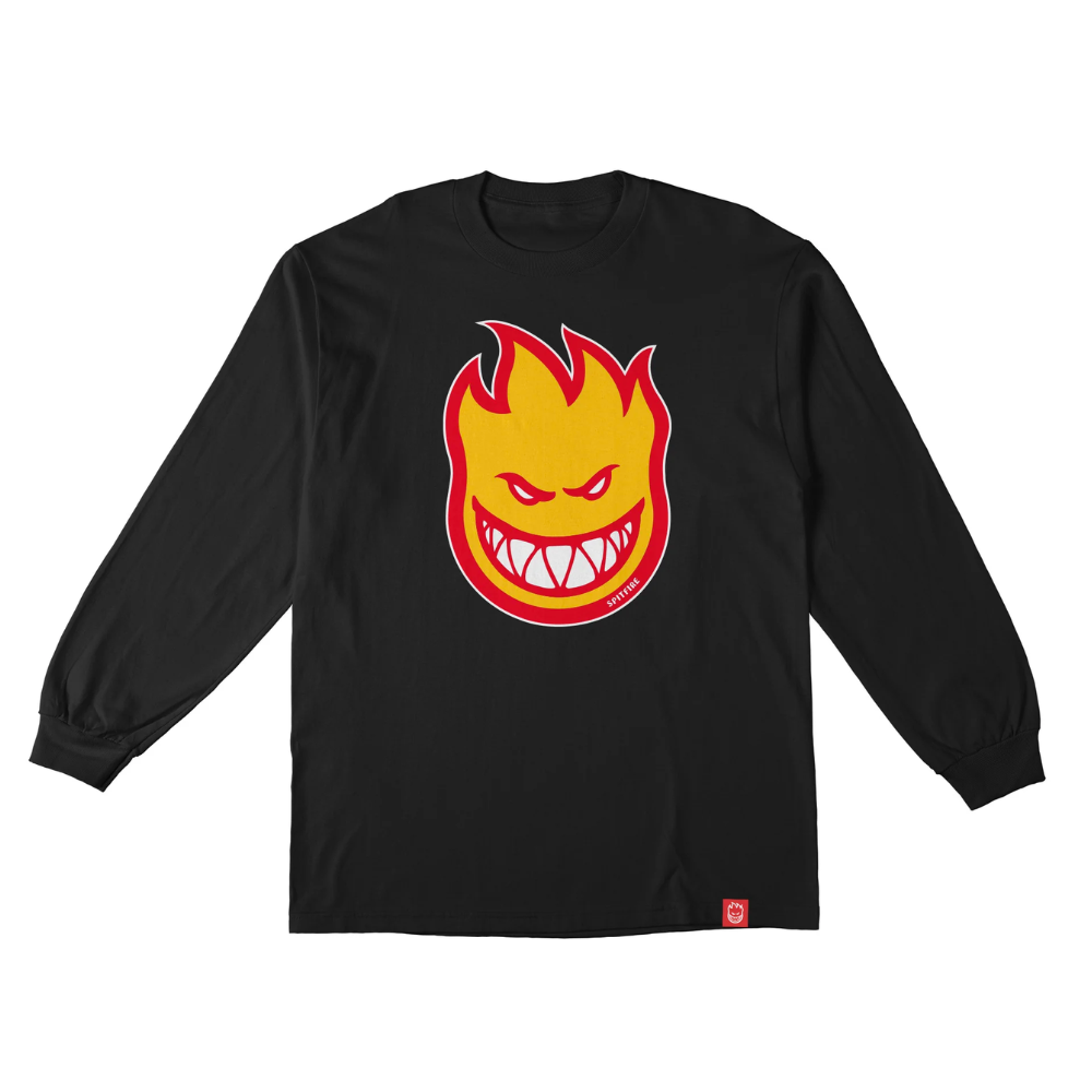 Spitfire Bighead Fill Long Sleeve (Youth) Shirt Black w/ Gold/Red Print
