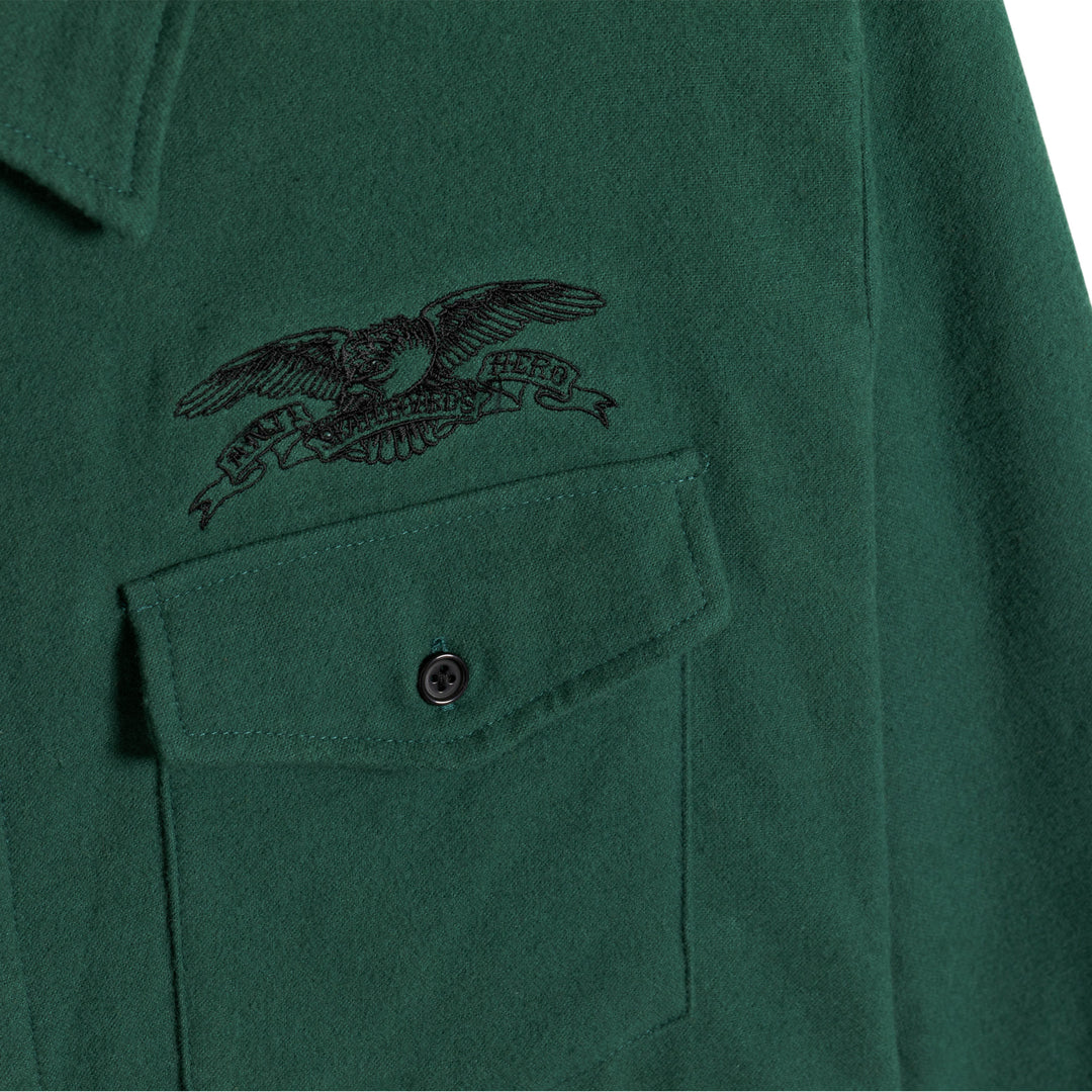 Anti Hero Basic Eagle Flannel Shirt Dark Green