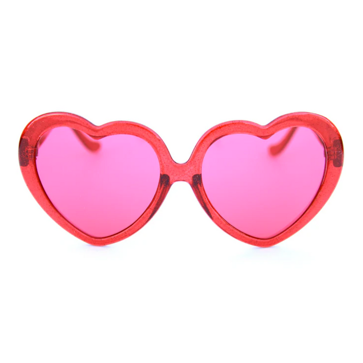 Happy Hour Heart On Sunglasses MOXI Red Sparkle/Red