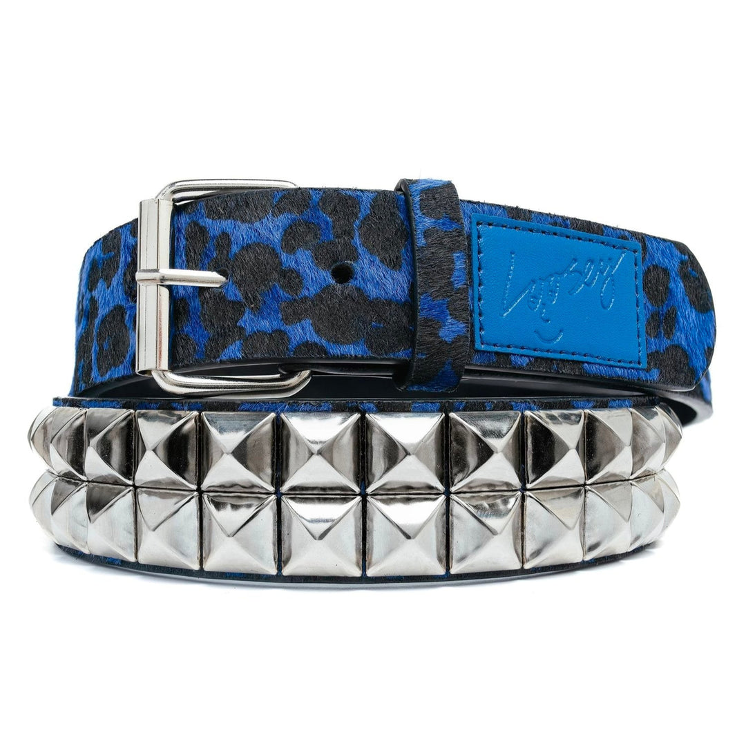 Loosey Loves You Blue Studded Cheetah Belt