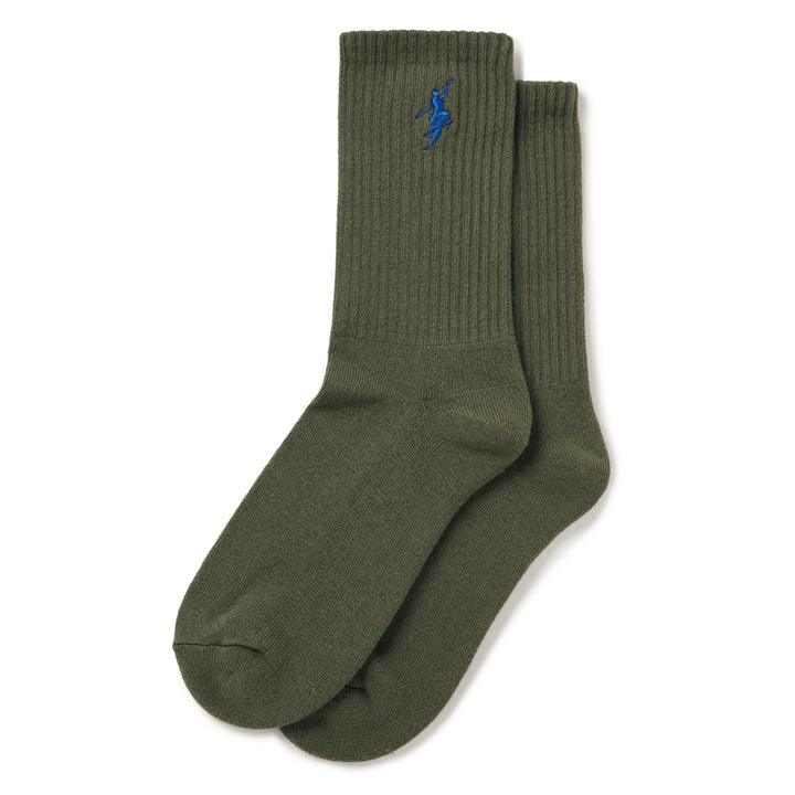 Polar Skate Co. No Comply Rib Socks Dusty Olive/Blue