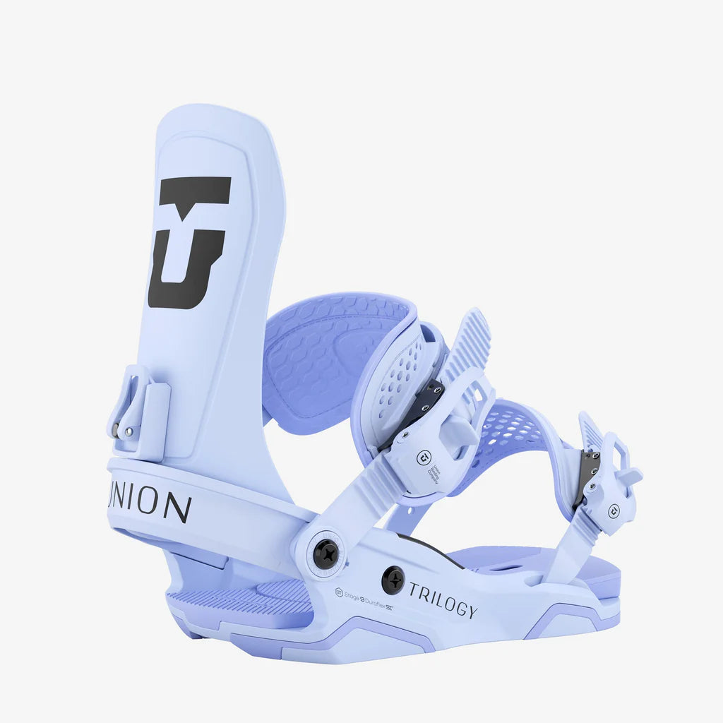 best union snowboard bindings Source Pro 2026 durable Duraflex baseplate and highback are up for anything Union Women's Trilogy Snowboard Bindings