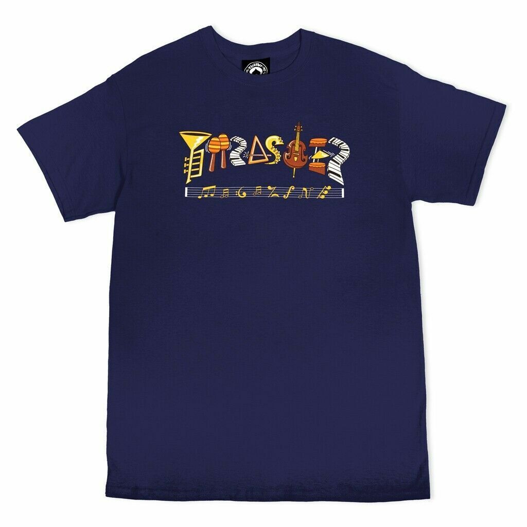 Navy blue thrasher shirt best sale