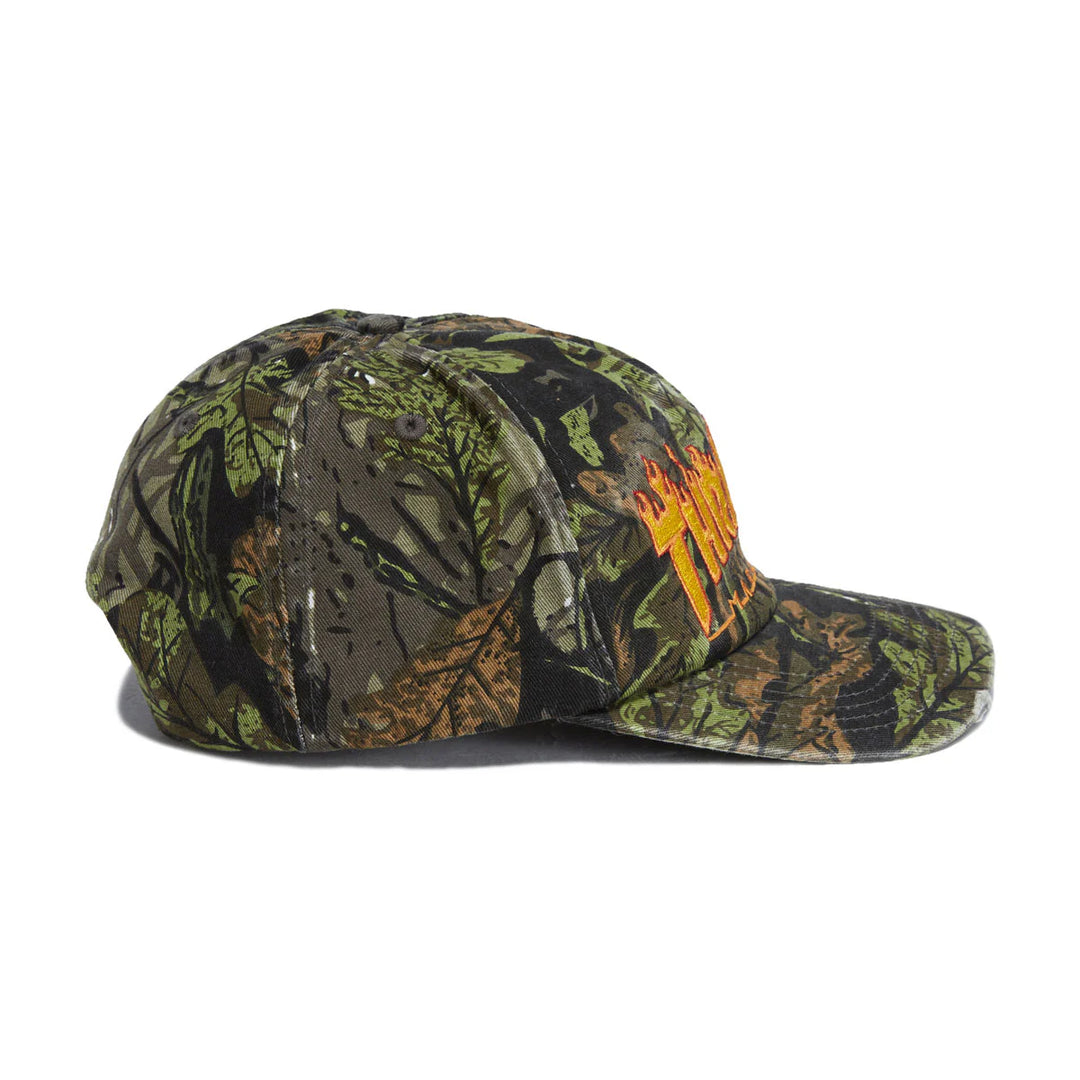 Thrasher Distressed Flame Snapback Hat Camo