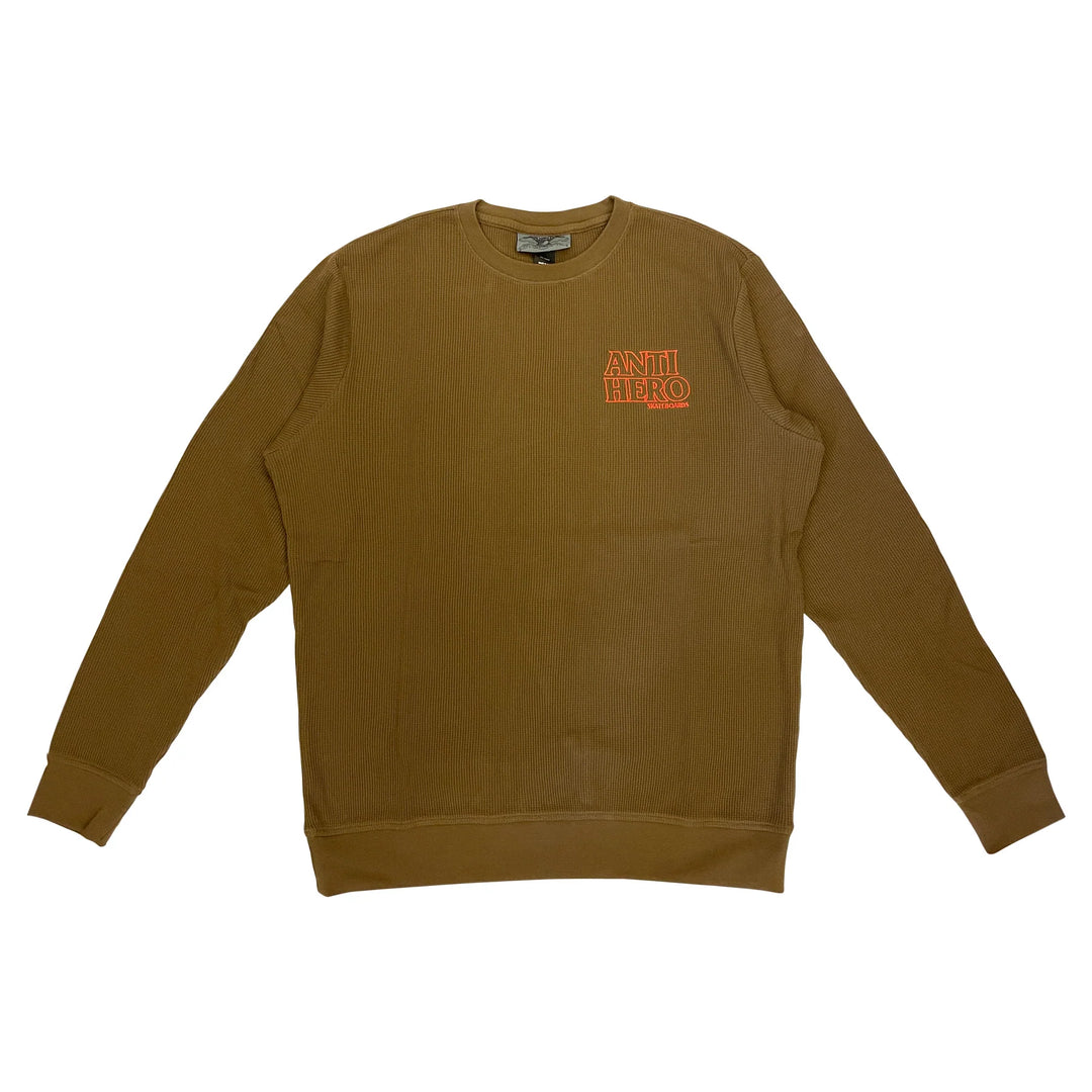 Anti Hero Lil Black Hero Outline Waffle Knit Crewneck Brown