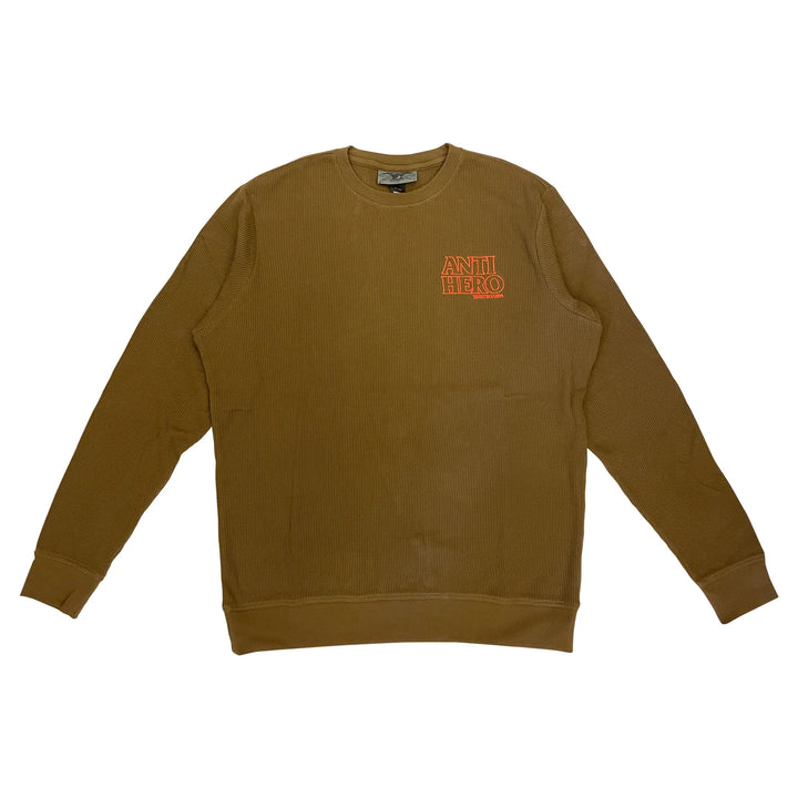 Anti Hero Lil Black Hero Outline Waffle Knit Crewneck Brown