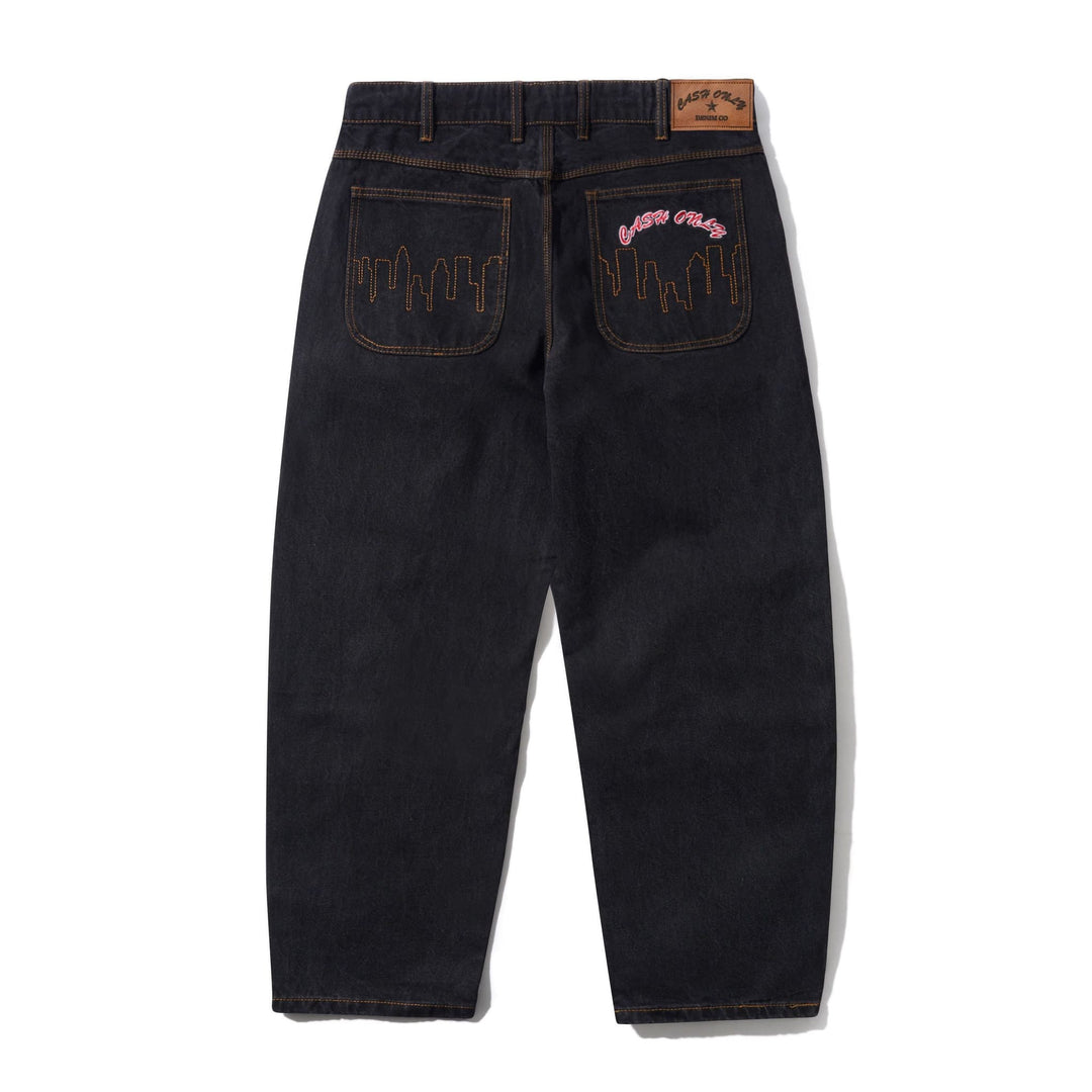 Cash Only Logo Baggy Denim Jeans (Washed Black)