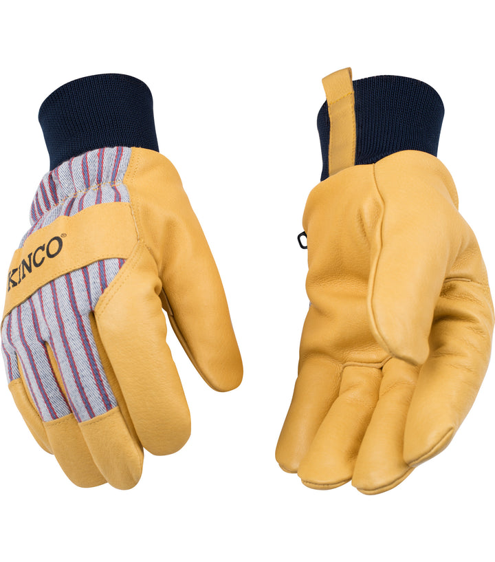 Kinco 1927KW Lined Premium Grain Pigskin Palm Knit Wrist Gloves