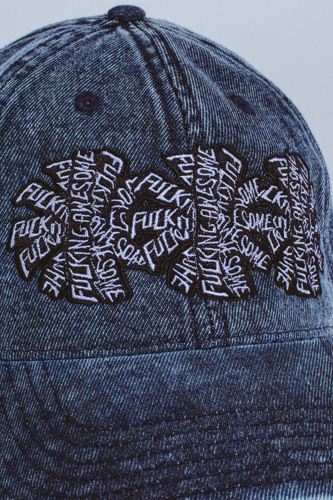Fucking Awesome Three Spiral Washed Denim 6-Panel Hat (Blue Denim)