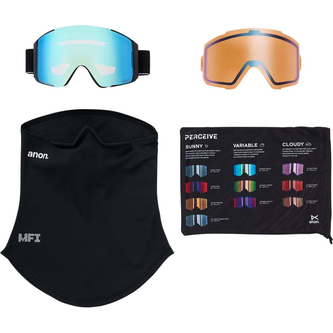 Anon Sync Snowboard Goggles Black/Perceive Variable Blue + MFI Facemask