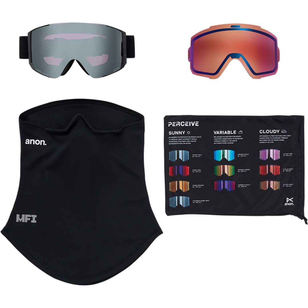 Anon Sync Snowboard Goggles Smoke/Perceive Sunny Onyx + MFI Facemask