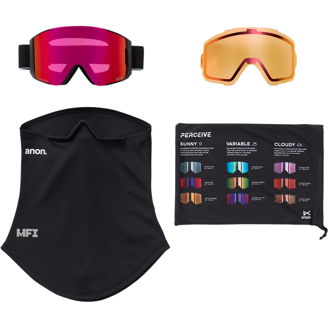 Anon Sync Snowboard Goggles Black/Perceive Sunny Red + MFI Faskmask