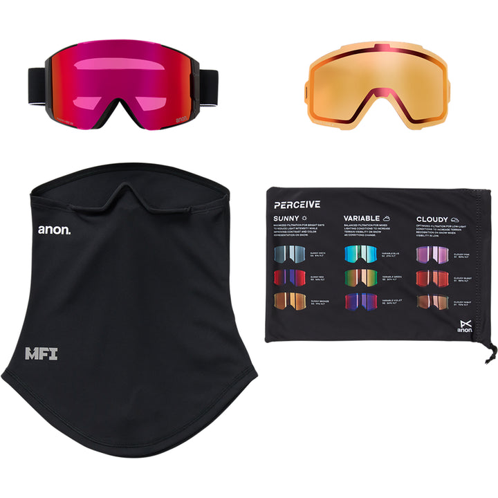 Anon Sync Snowboard Goggles Black/Perceive Sunny Red + MFI Faskmask