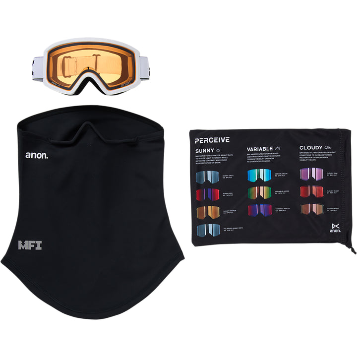 Anon Tracker 2.0 Snowboard Goggles White/Amber + MFI Face Mask