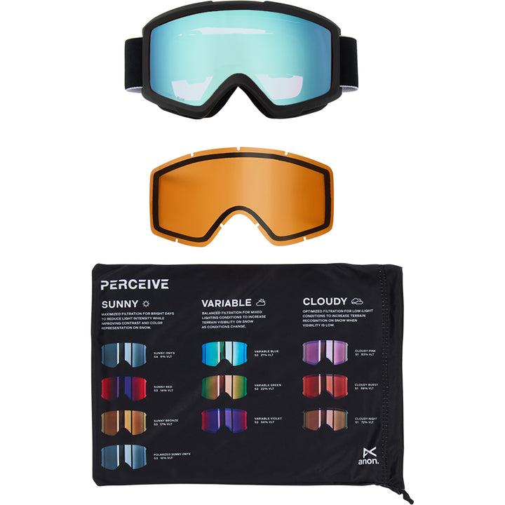 Anon Helix 2 Snowboard Goggles Black/Perceive Variable Blue