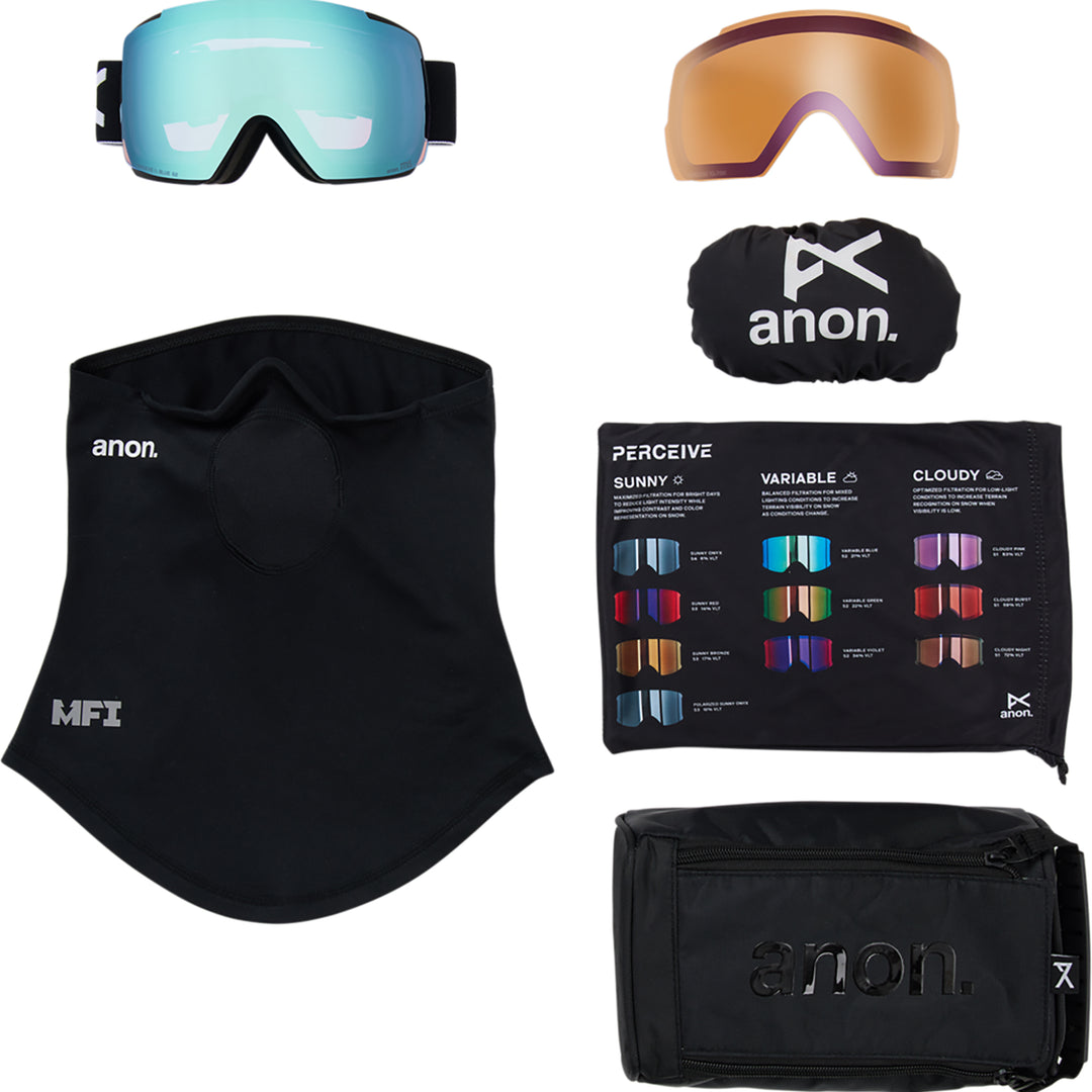 Anon M5 Snowboard Goggles Black/Perceive Variable Blue + MFI Facemask