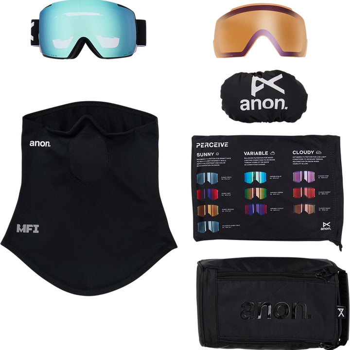 Anon M5 Snowboard Goggles Black/Perceive Variable Blue + MFI Facemask