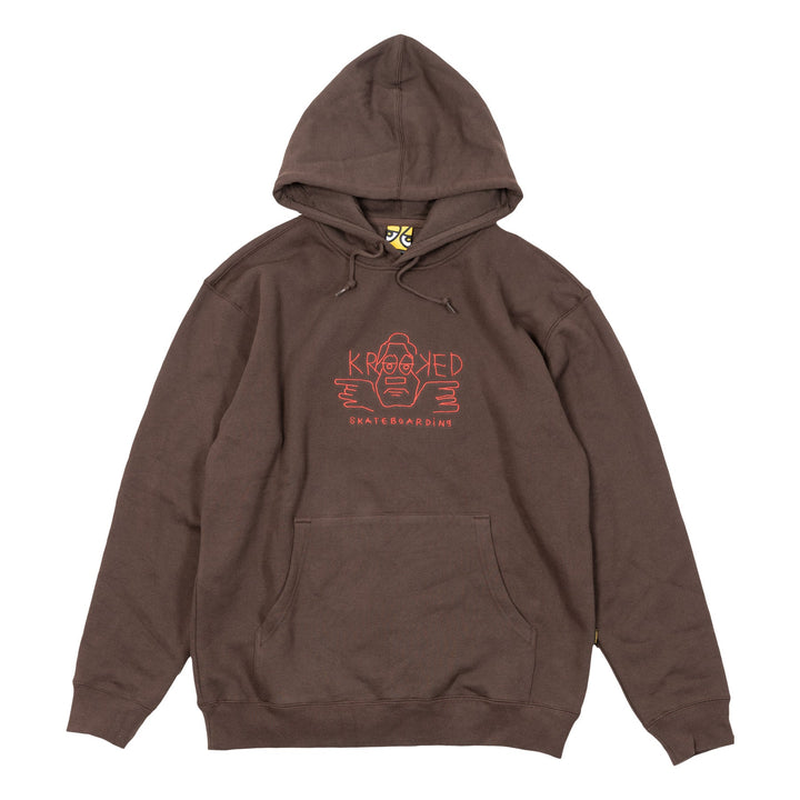 Krooked Arketype Raw Embroidered Hoodie - Brown