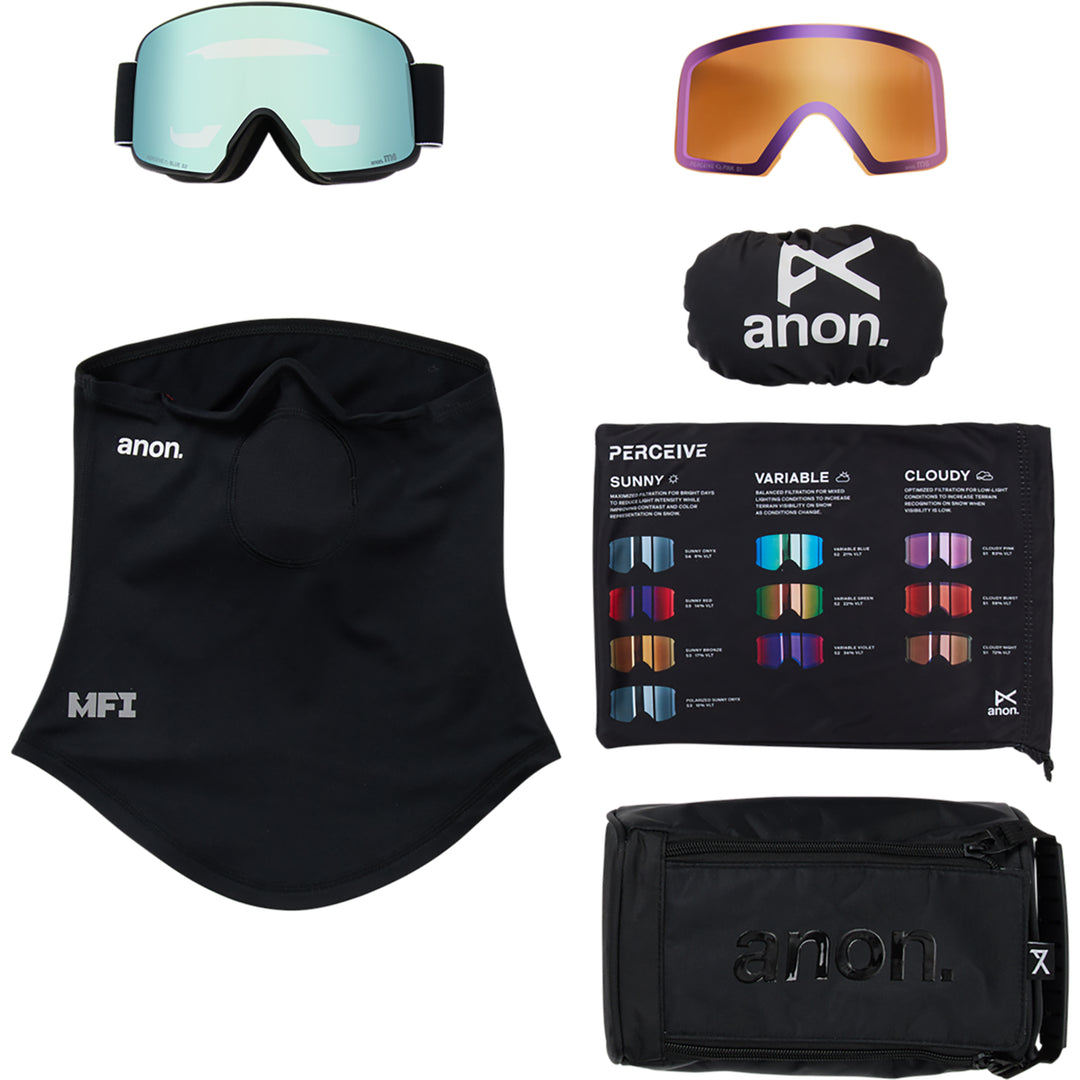 Anon M6 Snowboard Goggles Black/Perceive Variable Blue + MFI Facemask