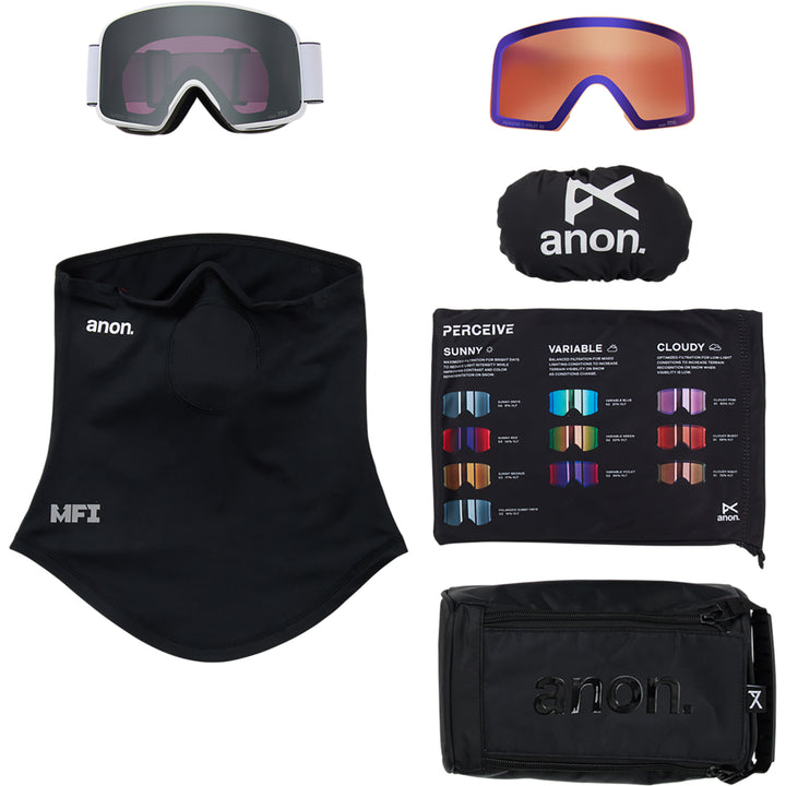 Anon M6 Snowboard Goggles White/Perceive Sunny Onyx + MFI Facemask