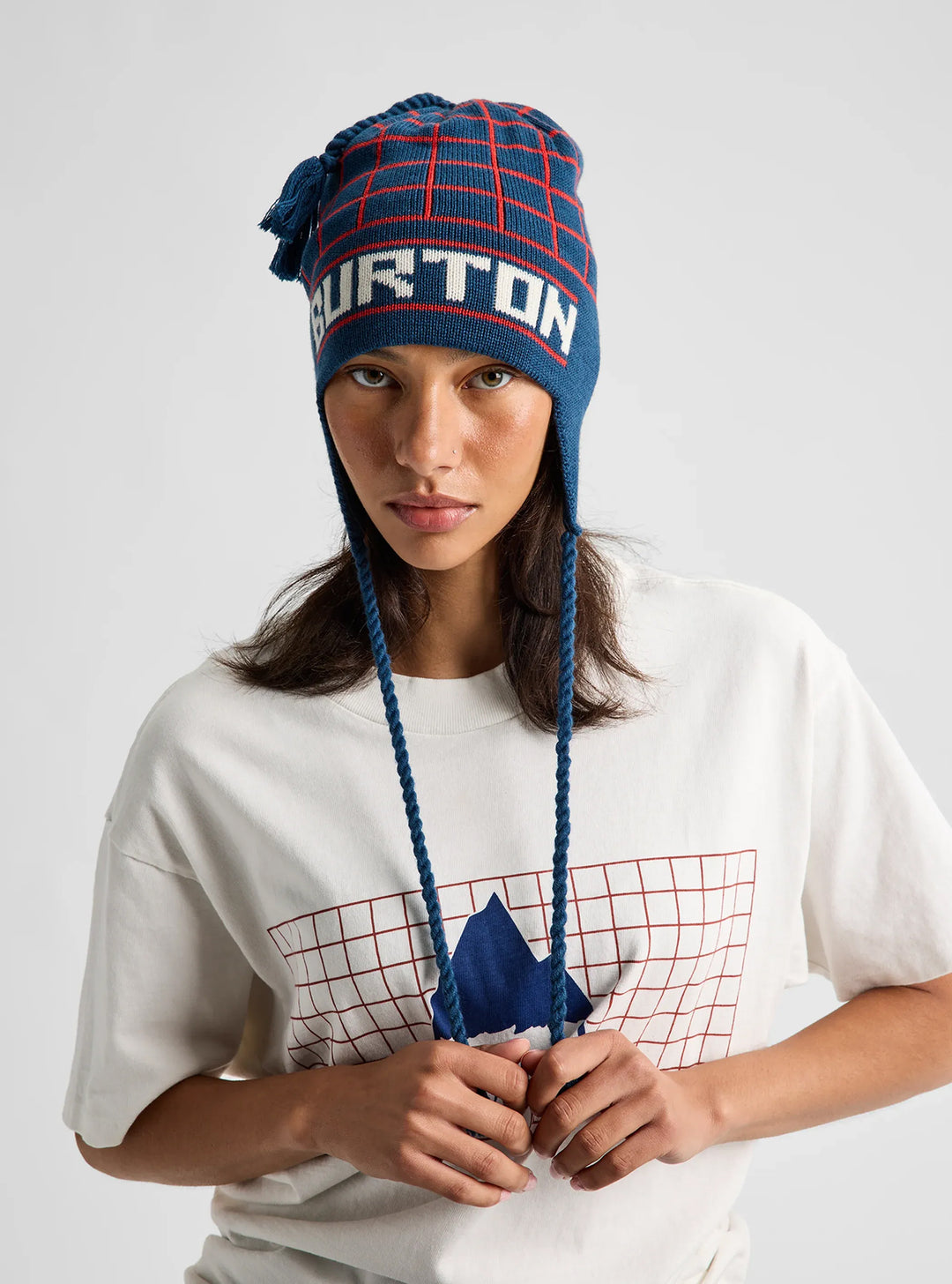 Burton 80's Earflap Beanie Selvedge Blue/Performer Red/Stout White