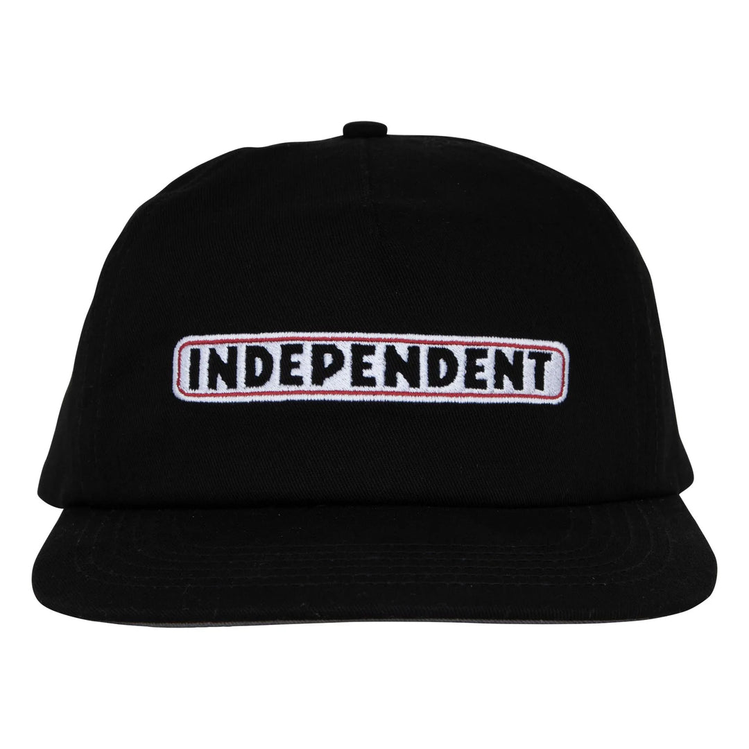 Independent Bar Logo Unstructured Snapback Hat Black