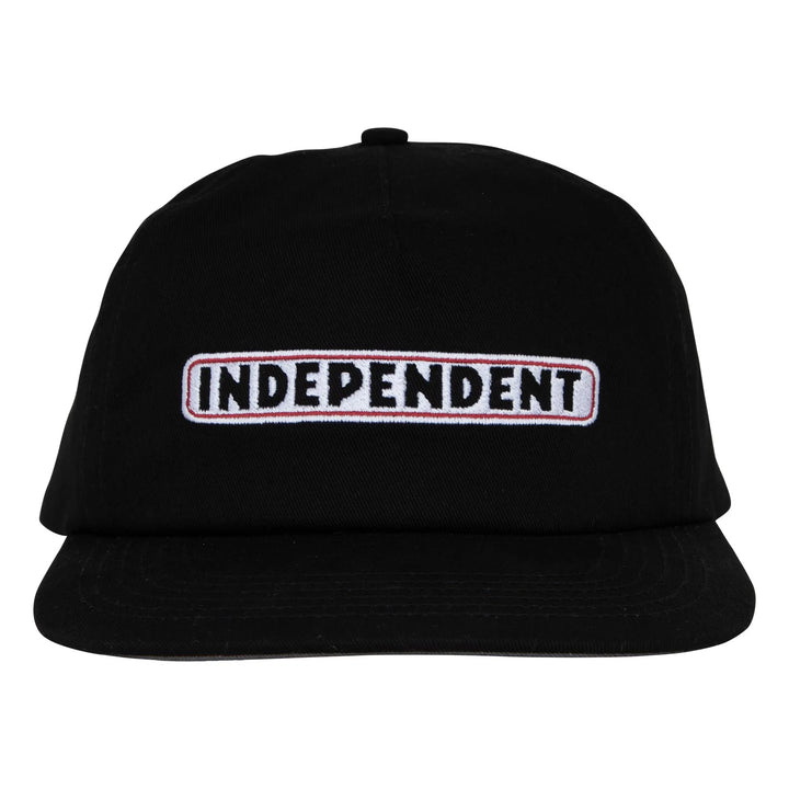 Independent Bar Logo Unstructured Snapback Hat Black
