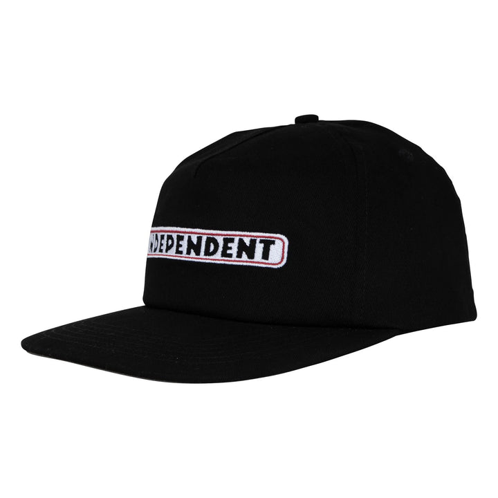 Independent Bar Logo Unstructured Snapback Hat Black