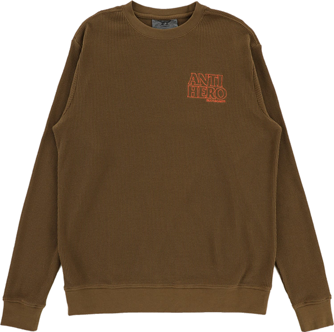 Anti Hero Lil Black Hero Outline Waffle Knit Crewneck Brown