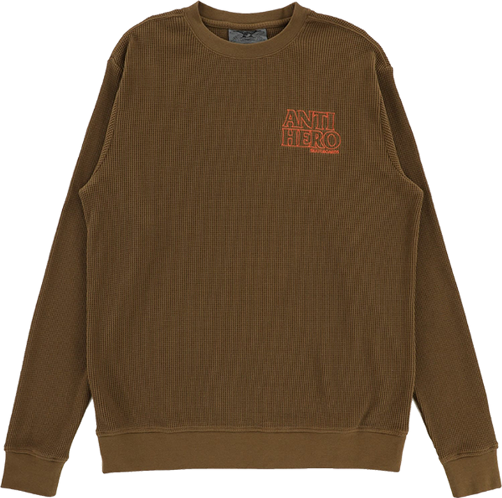 Anti Hero Lil Black Hero Outline Waffle Knit Crewneck Brown