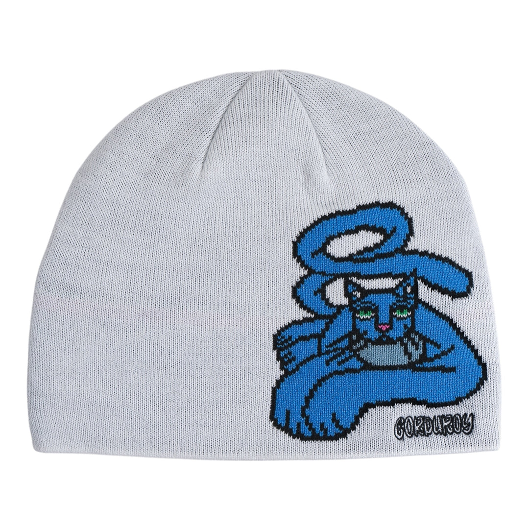 Corduroy Blue Cat By Jamie Lynn Beanie White