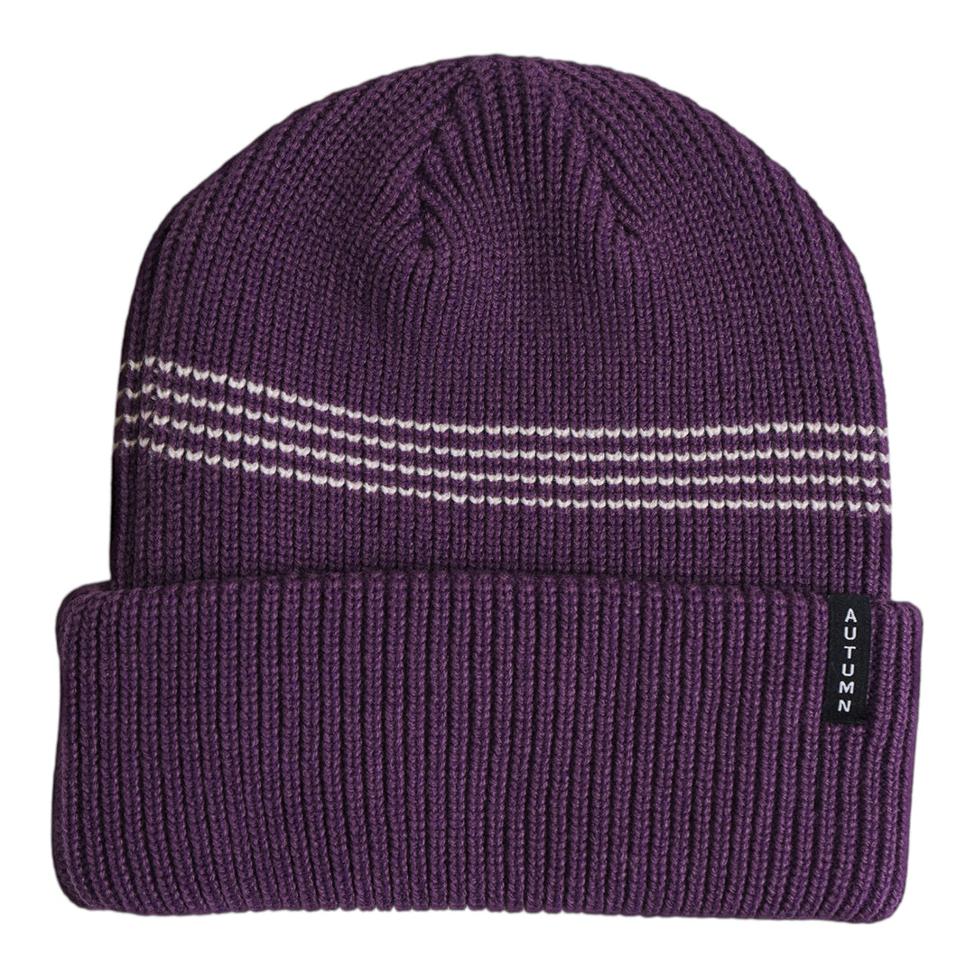 Autumn Mini Stripe Beanie Plum