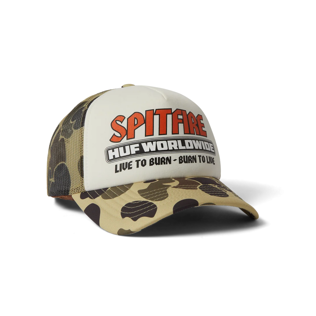 Huf x Spitfire Burn Forever Trucker Hat Camo
