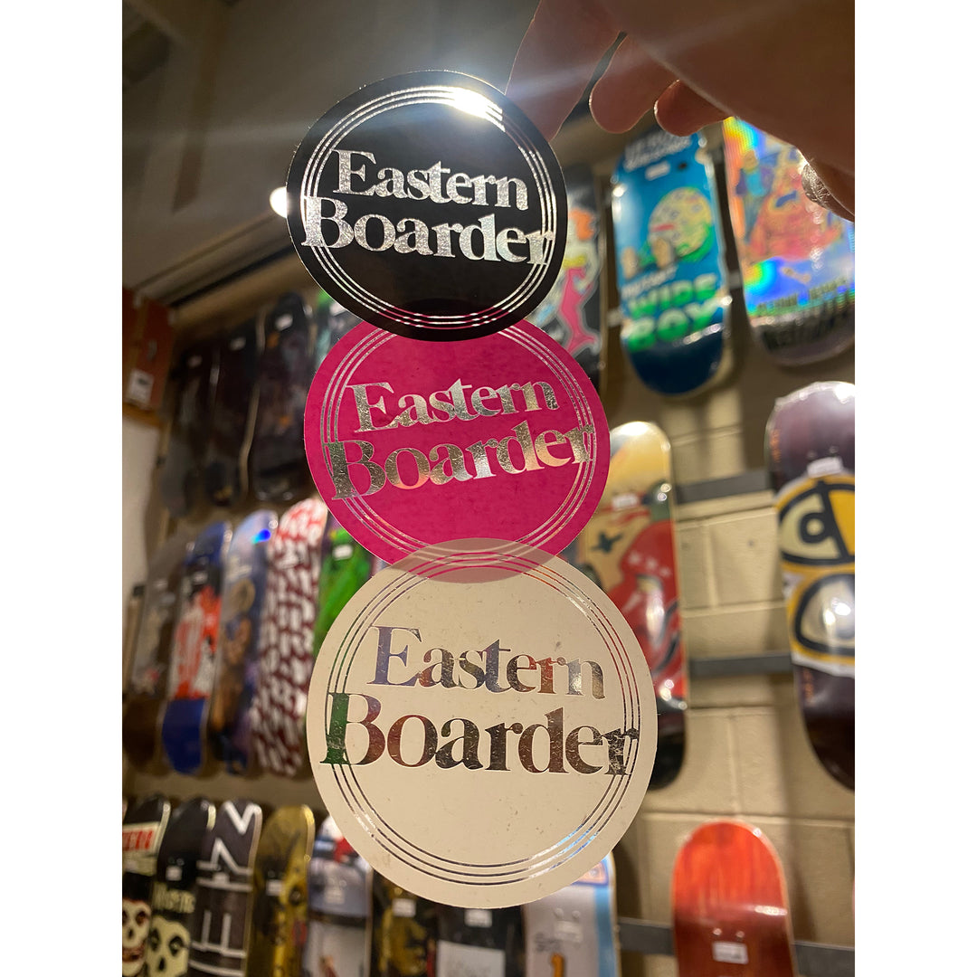 EasternBoarder Clear Dot Logo Sticker 3" Black/Pink/White