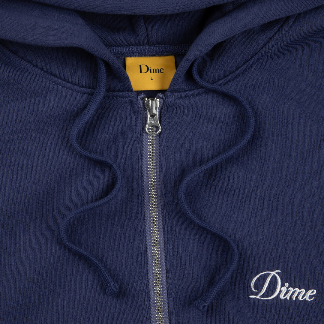 Dime Cursive Zip Hoodie Night Blue