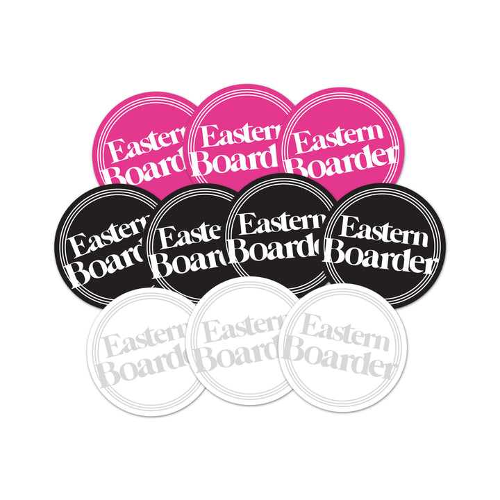 EasternBoarder Clear Dot Logo Sticker 3" Black/Pink/White