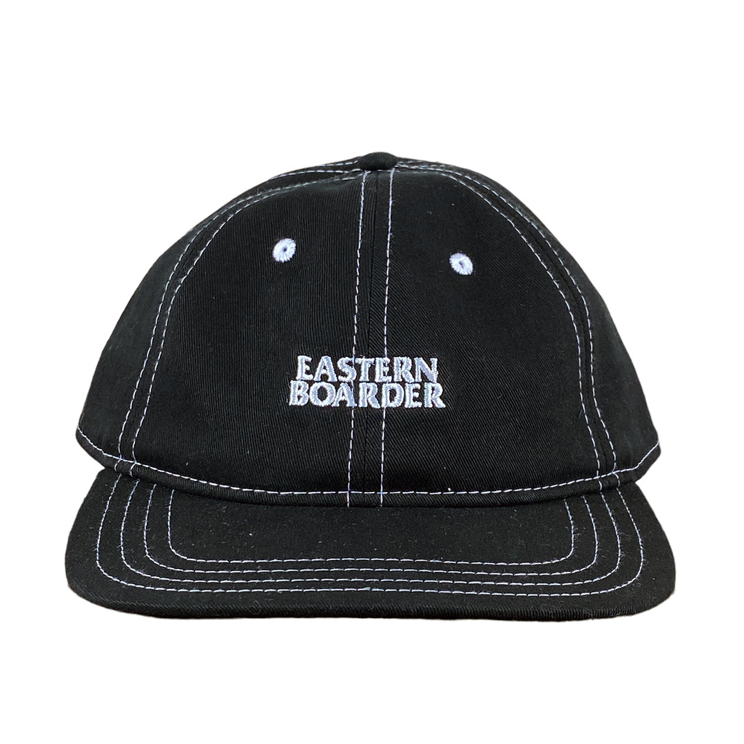 EasternBoarder Stacked Logo Hat Black/White Stitching