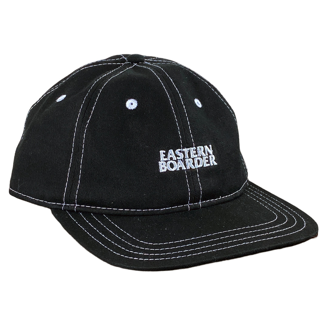 EasternBoarder Stacked Logo Hat Black/White Stitching