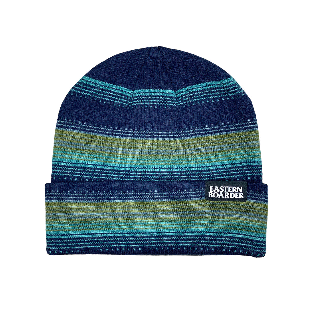 EasternBoarder Stacked Striped Beanie Navy