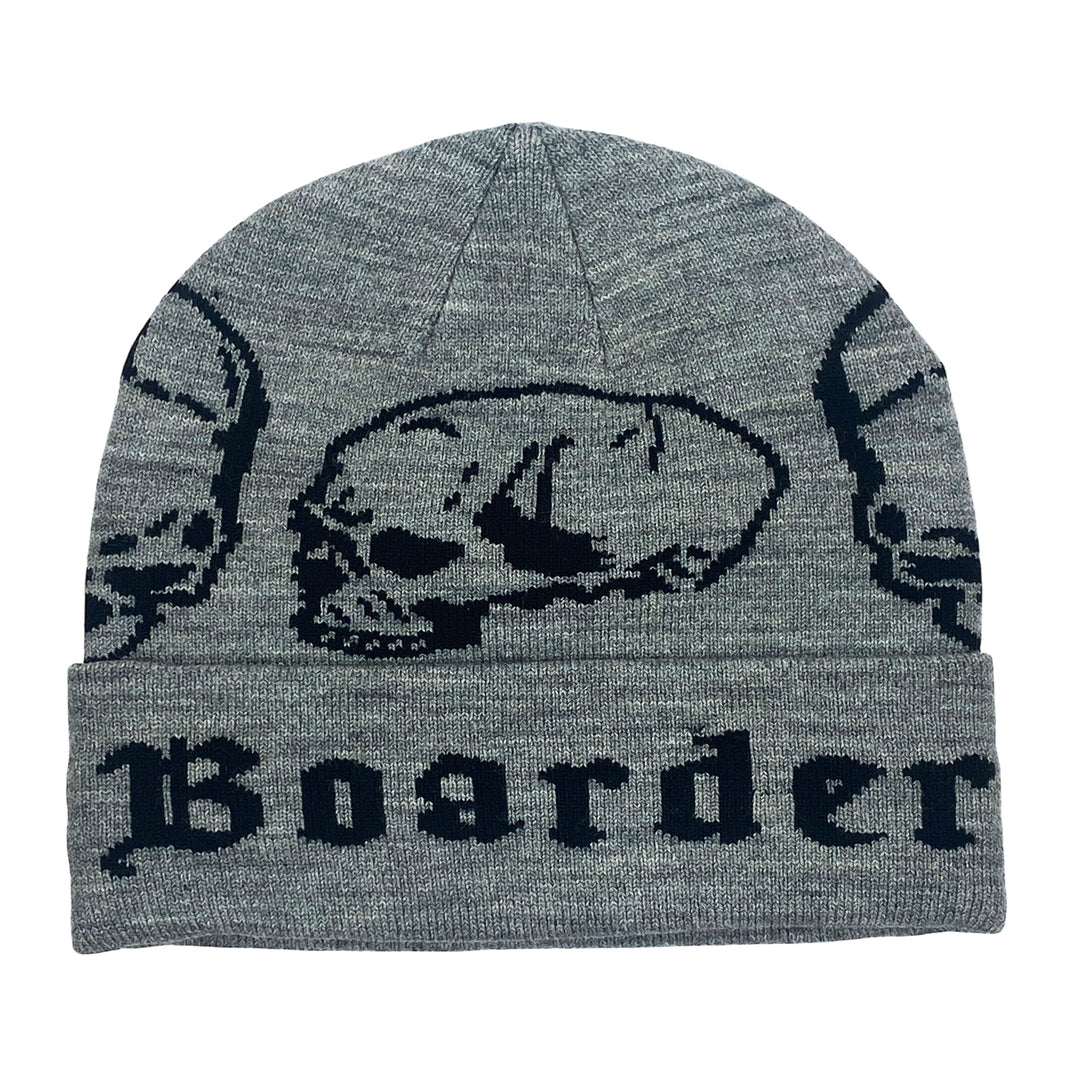 EasternBoarder Cuffed Skull Beanie - Gray