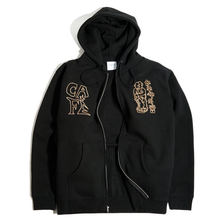 Skateboard Cafe Ethan Embroidered Zip Hood Black