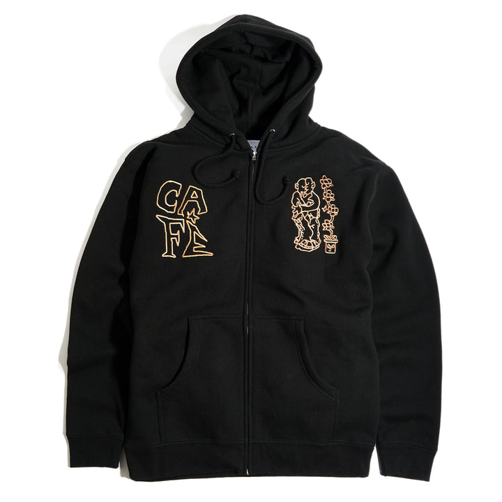 Skateboard Cafe Ethan Embroidered Zip Hood Black