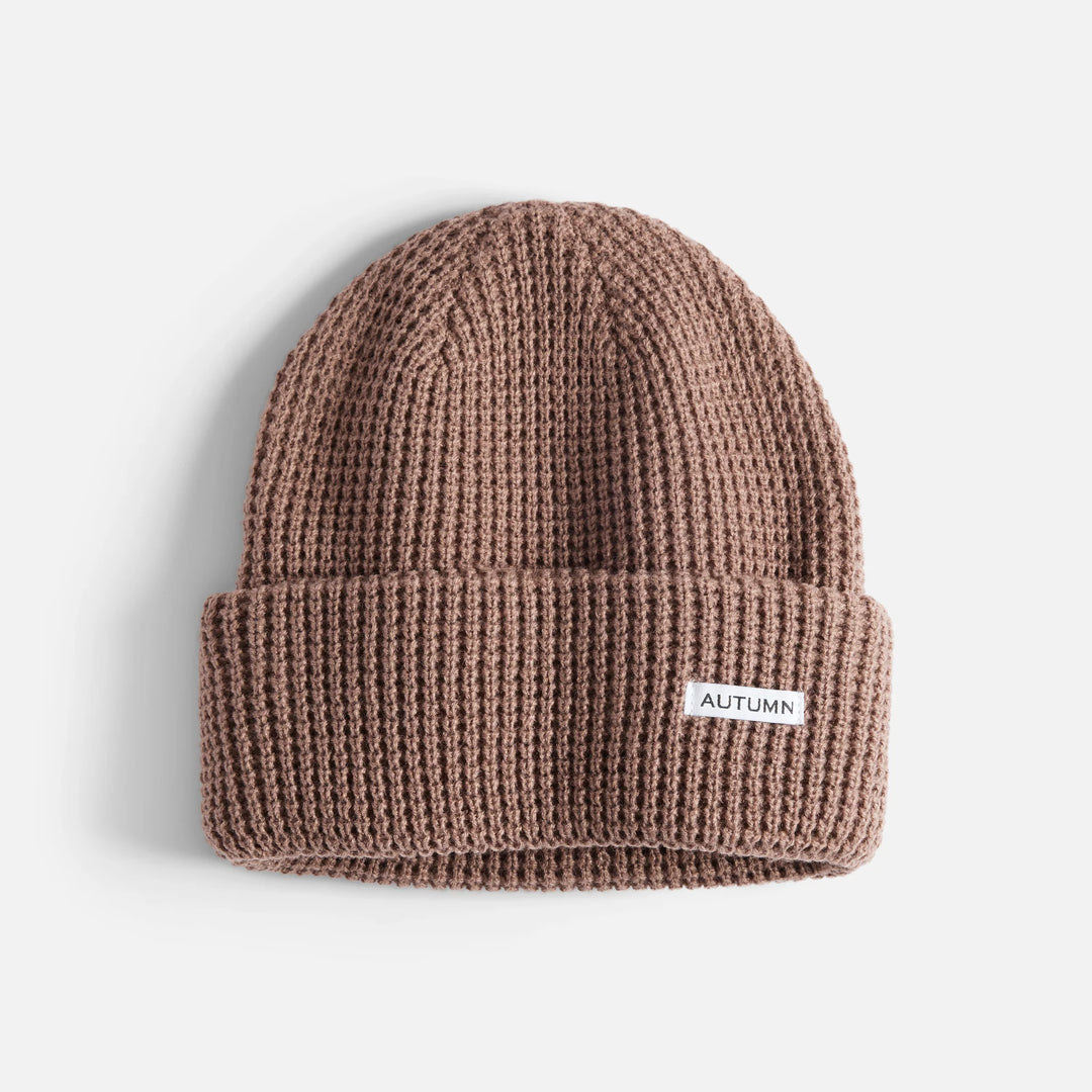 Autumn Waffle Beanie - Dusty Mauve