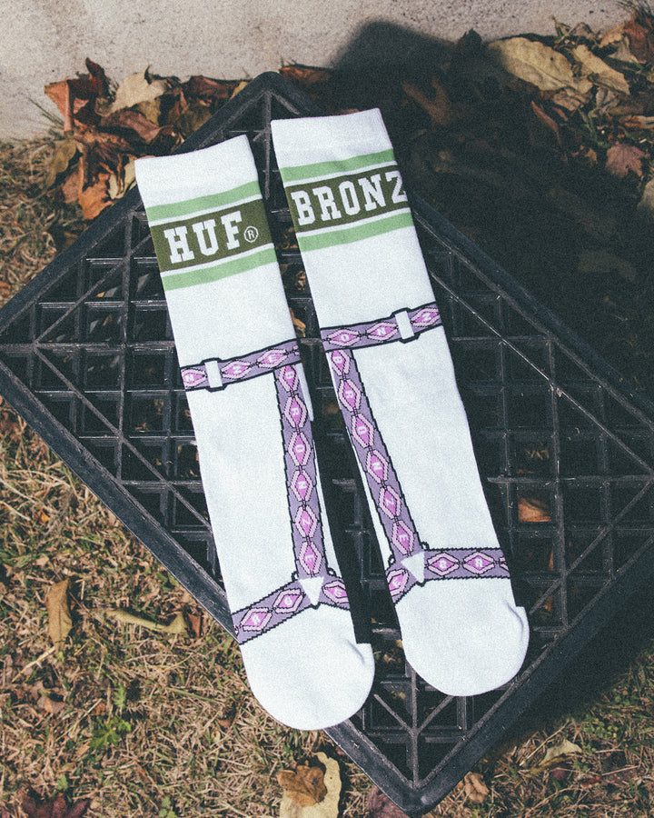 Huf x Bronze Granola Crew Socks White