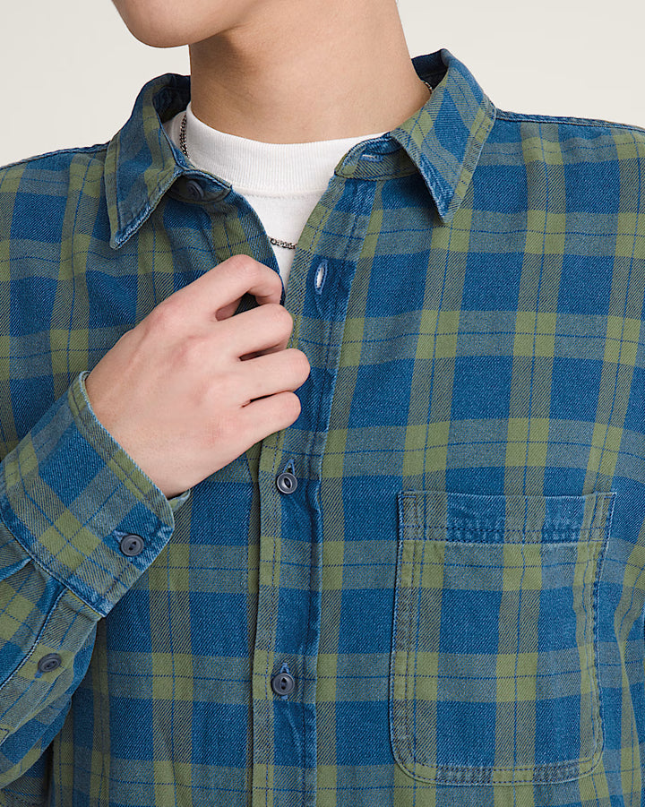 Vans Lawson Solid Oxford Long Sleeve Shirt Green Balsam