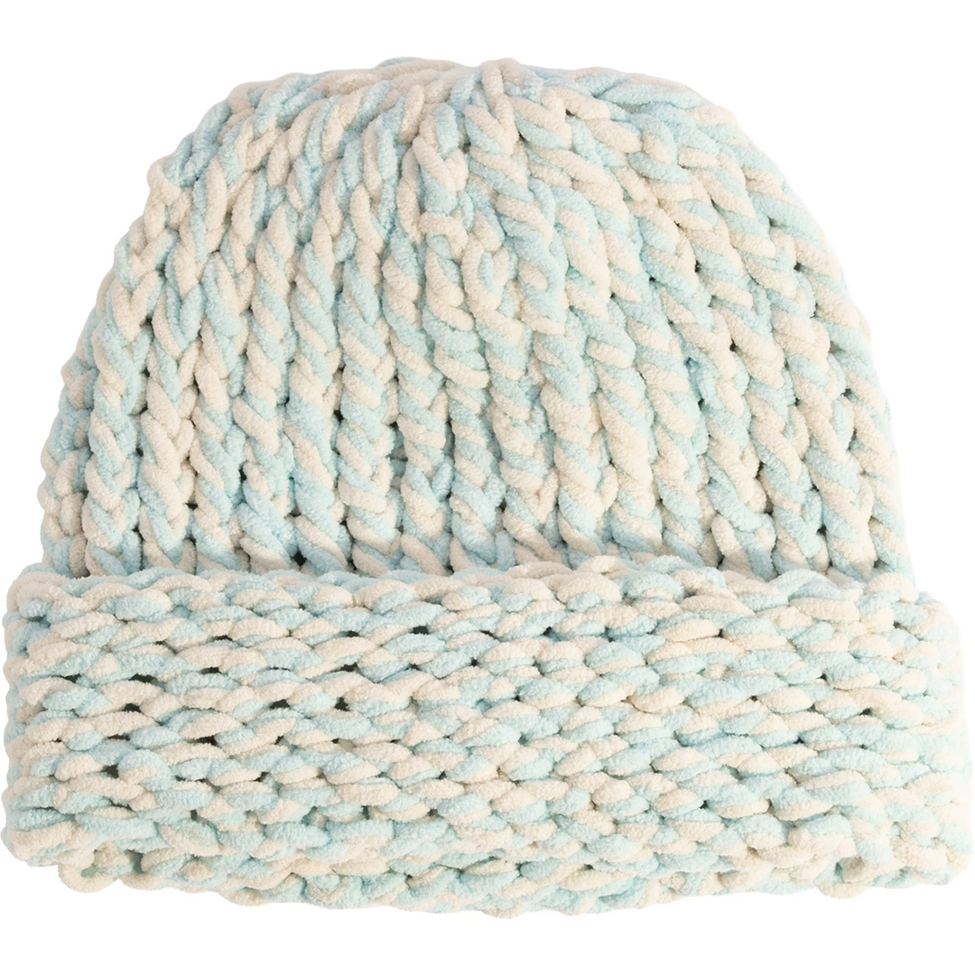 Lampshade Cuffed Beanie Off White/Light Blue