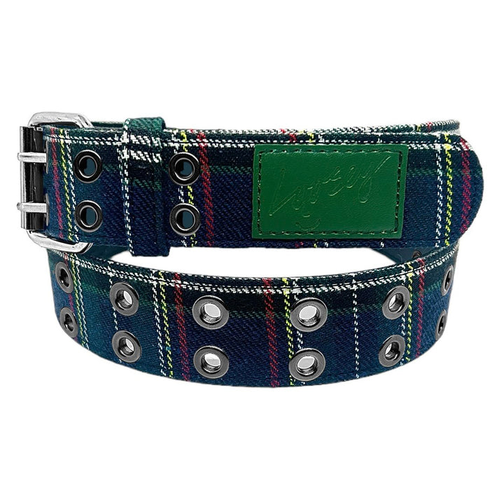 Loosey Plaid Grommet Hole Plaid Belt