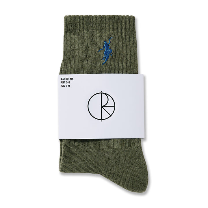 Polar Skate Co. No Comply Rib Socks Dusty Olive/Blue