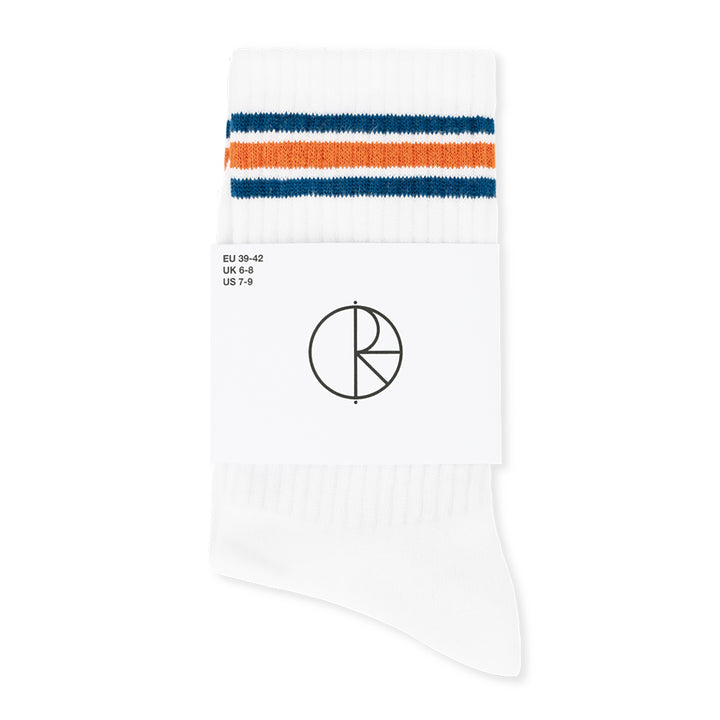 Polar Skate Co. Stripe Rib Socks White/Blue/Orange