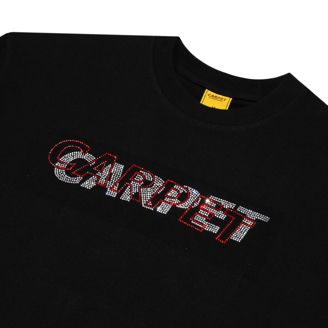 Carpet Misprint Rhinestone Tee Black